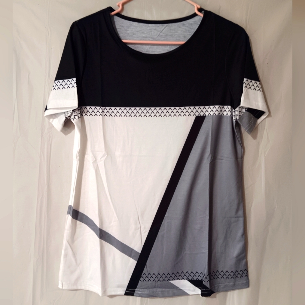 Black, White & Gray Top
